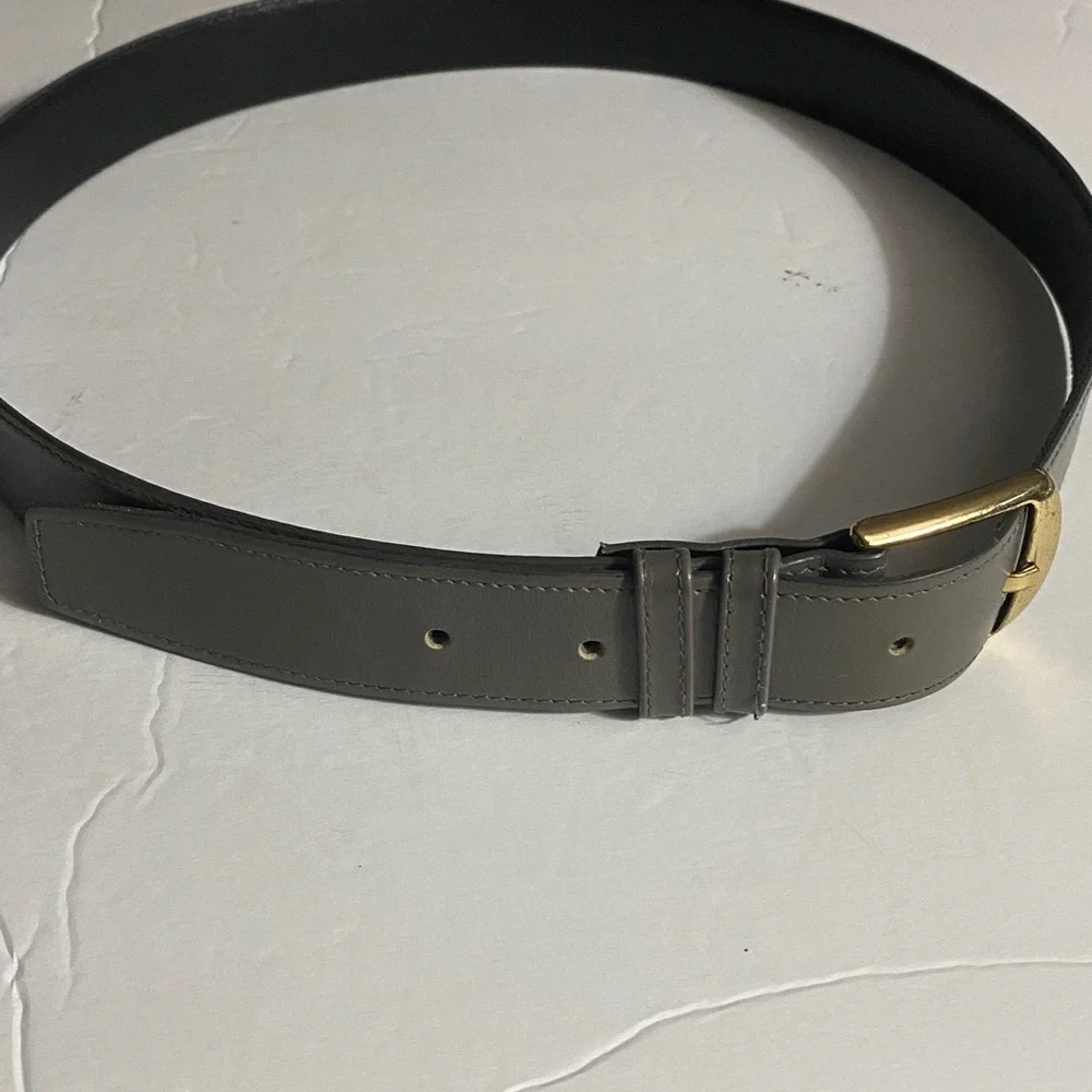 Vintage Gray Imported Cowhide Leather Belt, Made in Haiti, Sz 34, Neutral​​,NWOT